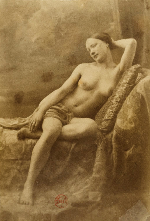 Eugène Durieu (French, 1800-1874) 'Nu féminin assis sur un divan, la tête soutenue par un bras' 1854