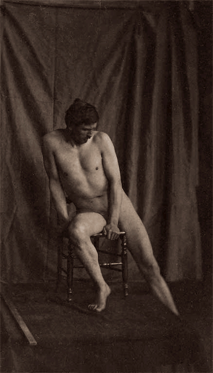 Eugène Durieu (French, 1800-1874) 'Naked man sitting on a chair' Nd