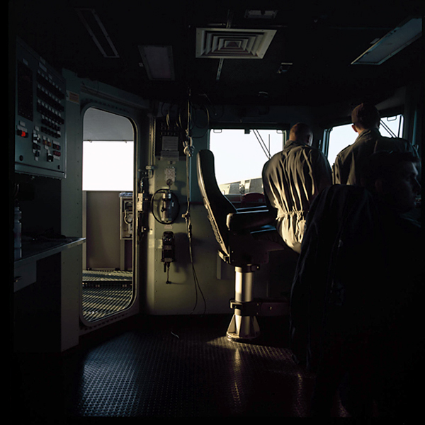 Lyndell Brown (Australian, b. 1961) and Charles Green (Australian, b. 1953) 'Dusk, ship's bridge with two sailors, northern Gulf' 2007-2008