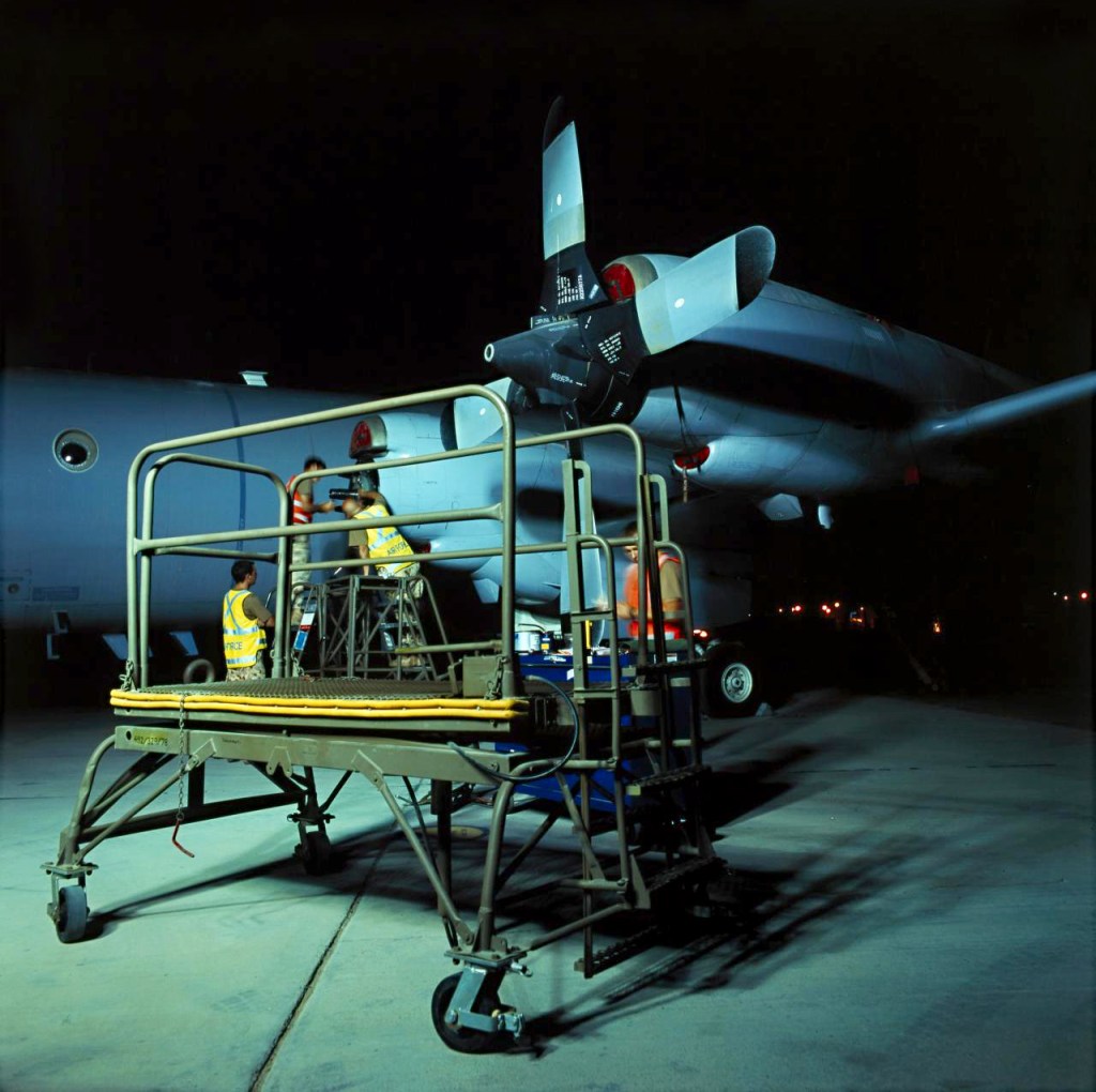 Lyndell Brown (Australian, b. 1961) and Charles Green (Australian, b. 1953) 'Trolley, propeller change, on flightline at night, military installation, Gulf' 2007-2008