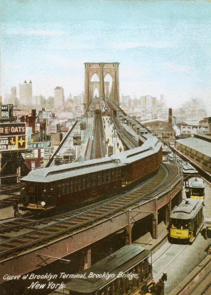 Unknown artist (American) 'Curve at Brooklyn Terminal, Brooklyn Bridge, New York' 1907 Unknown artist (American) 'Curve at Brooklyn Terminal, Brooklyn Bridge, New York' 1907