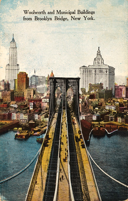 Unknown artist (American) 'Woolworth and Municipal Buildings from Brooklyn Bridge, New York' 1910s Unknown artist (American) 'Woolworth and Municipal Buildings from Brooklyn Bridge, New York' 1910s
