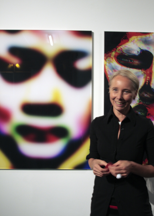 The radiant Nicola Loder in front of one of her works