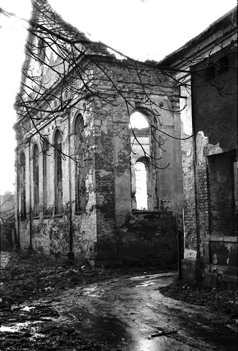 Jeff Gusky. 'Desecrated Synagogue and Jewish School' Dzialoszyce, Poland 1999