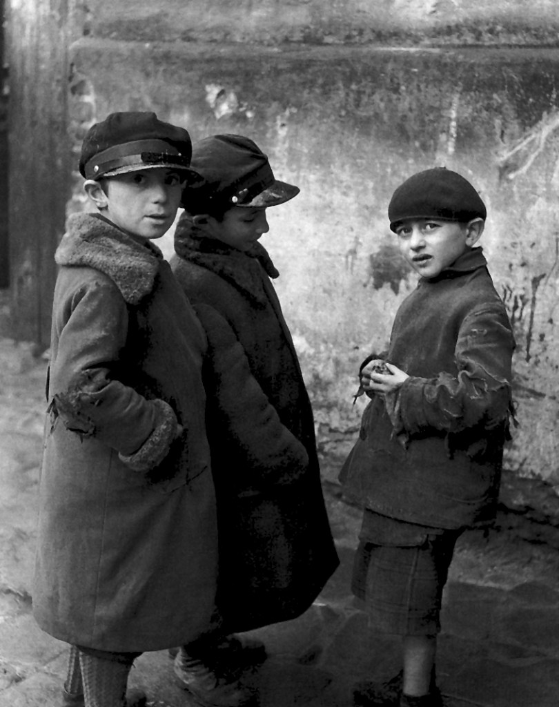 Roman Vishniac (America born Russia, 1897-1990) 'Young Jewish boys suspicious of strangers, Mukachevo' c. 1935-1938