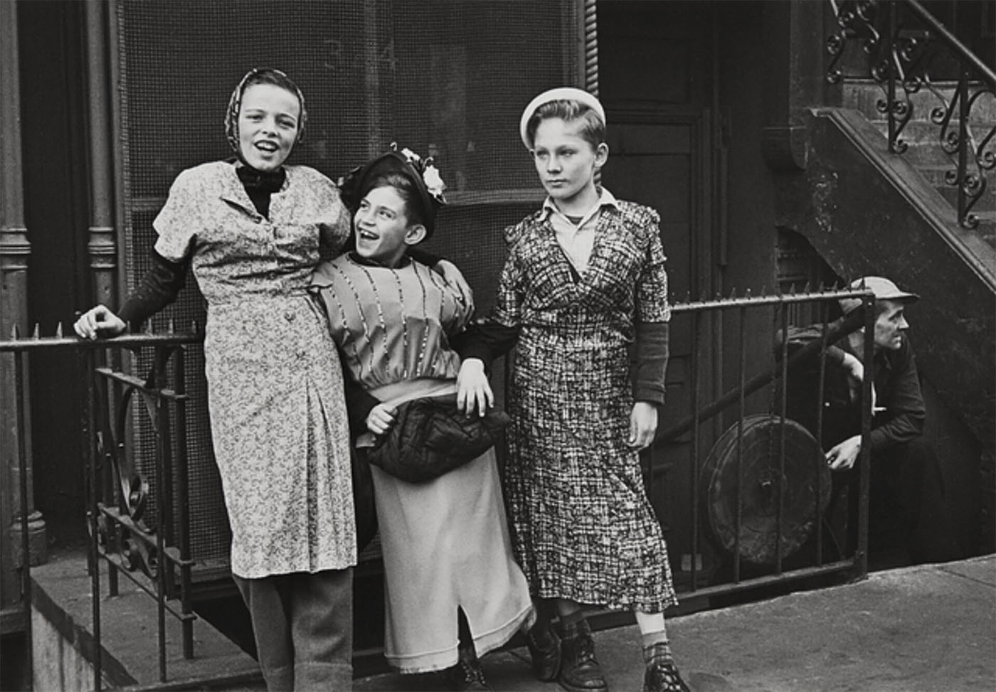 Helen Levitt (American, 1913-2009) 'Three Girls Playing Dress Up, New York' c. 1940