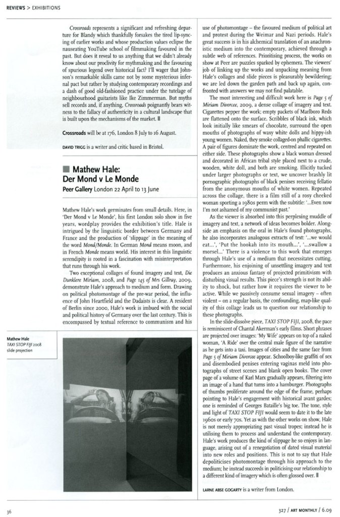 Review in Art Monthly, June 2009