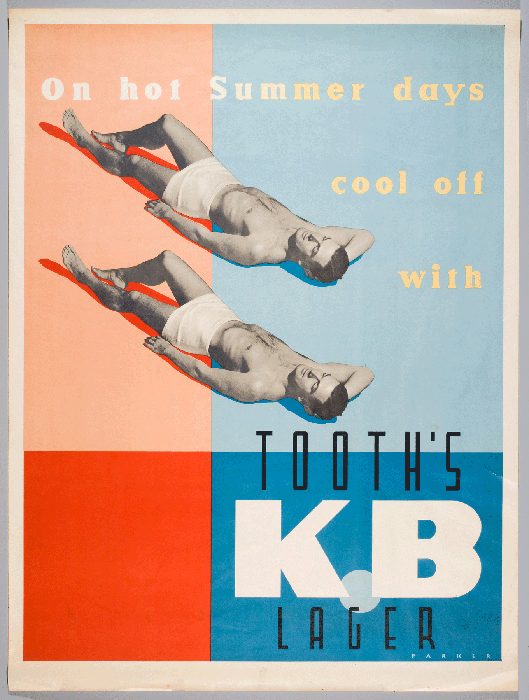 'On hot summer days cool off with Tooth's KB Lager', advertising poster (about 1940)