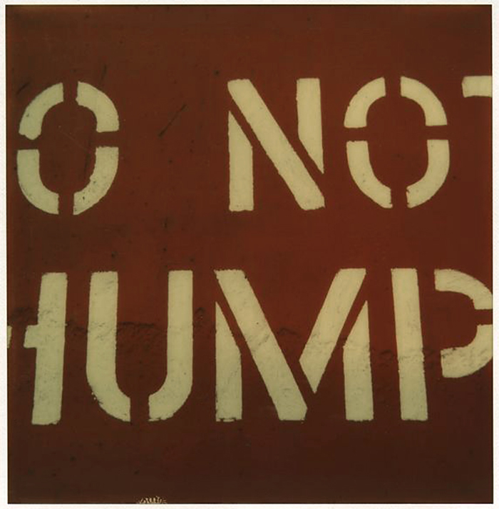 Walker Evans (American, 1903-1975) '[Detail of Stencilled Lettering on Yellow Railroad Car: "DO NOT HUMP"]' September 16, 1974