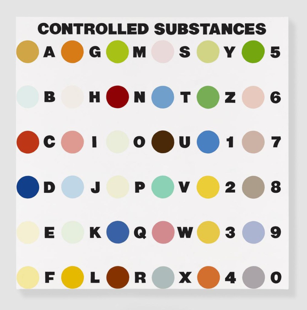 Damien Hirst (English, b. 1965) 'Controlled Substances Key Painting (Spot 4a)' 1994