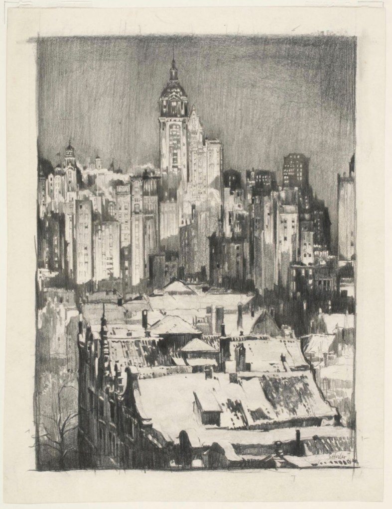 Earl Horter (American, 1880-1940) 'Manhattan Skyline' c. 1916