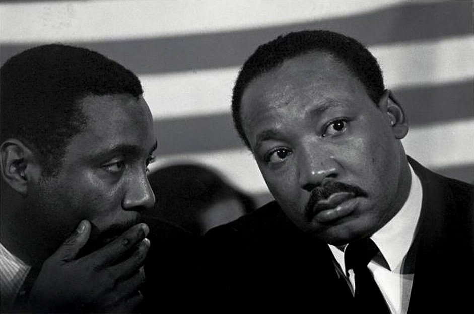 Benedict J. Fernandez (American, 1936-2021) 'Dick Gregory with MLK [Martin Luther King, JR.] New Politics Convention, Chicago, ILL. October, 1967' 1967