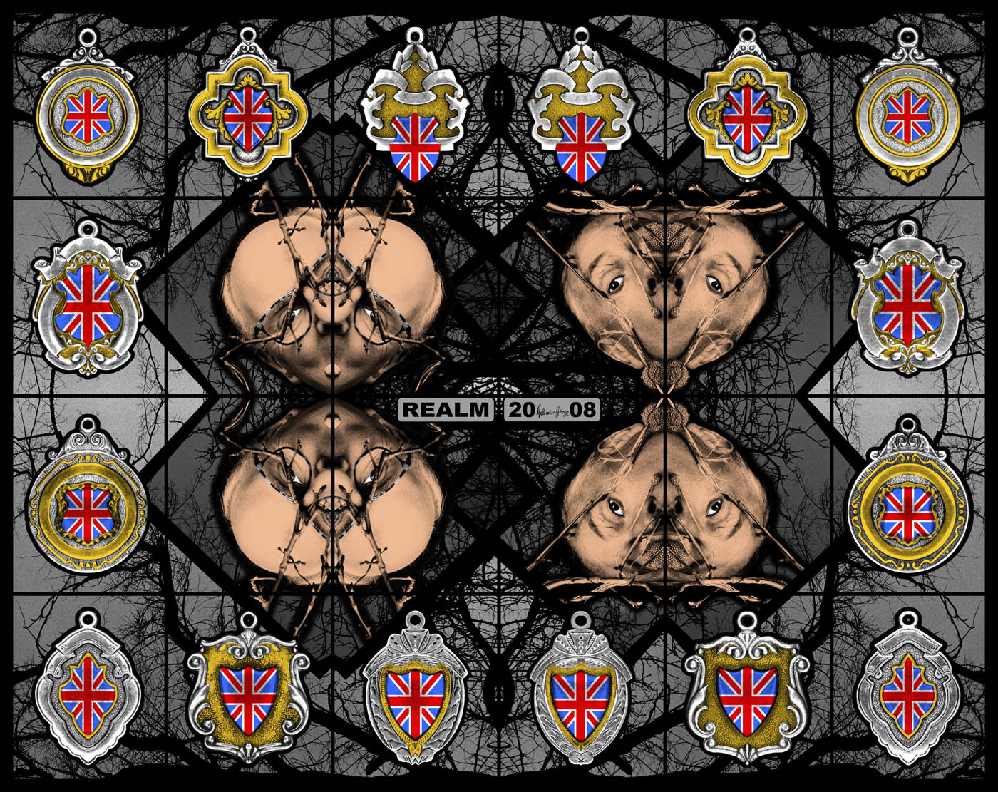 Gilbert & George (Gilbert Prousch, English born Italy, b. 1943) (George Passmore, English, b. 1942) 'REALM' 2008