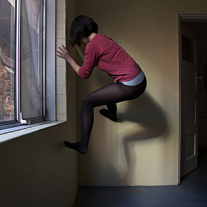 Clare Rae (Australian, b. 1981) 'Untitled' from the series 'Climbing the Walls and Other Actions' 2009 from the exhibition 'Climbing the Walls and Other Actions' by Clare Rae at the Centre for Contemporary Photography, Fitzroy, Melbourne, August - Sept, 2009