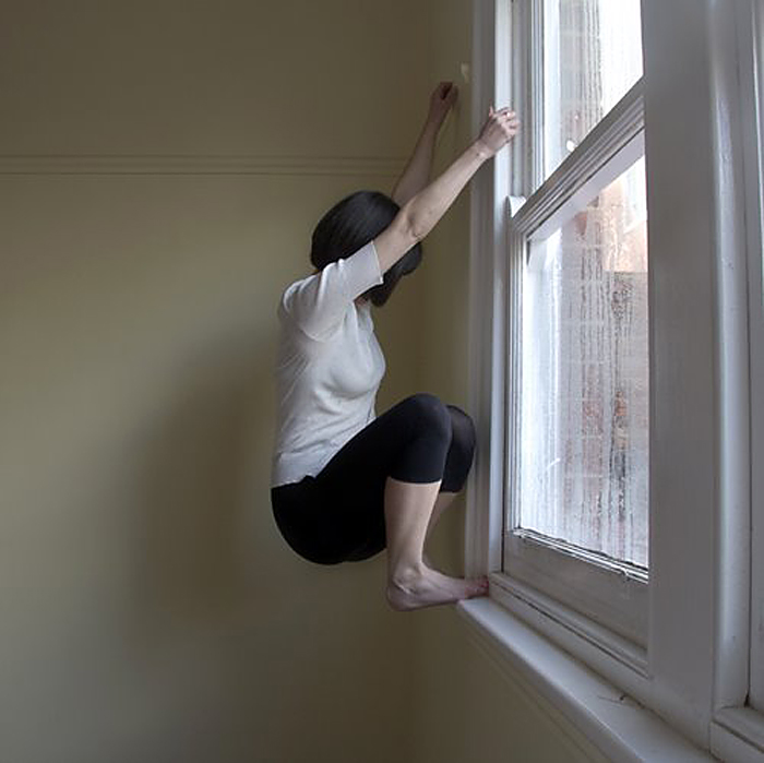 Clare Rae (Australian, b. 1981) 'Untitled' from the series 'Climbing the Walls and Other Actions' 2009 from the exhibition 'Climbing the Walls and Other Actions' by Clare Rae at the Centre for Contemporary Photography, Fitzroy, Melbourne, August - Sept, 2009