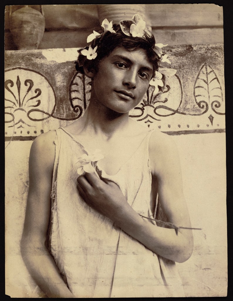 Baron Wilhelm von Gloeden (German, 1856-1931) 'L'Offerta' (The Offering) 1902