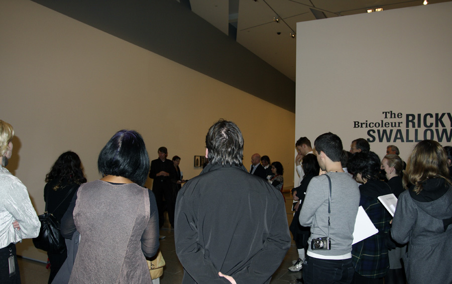 Media crowd at the Ricky Swallow exhibition 'The Bricoleur' at NGV Australia