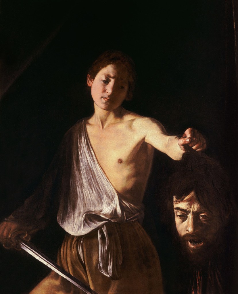 Michelangelo Merisi da Caravaggio (Italian, 1571-1610) 'David with the Head of Goliath' c. 1610 from the exhibition 'Caravaggio – Bacon' at Gallery Borghese, Rome, Oct 2009 - January 2010