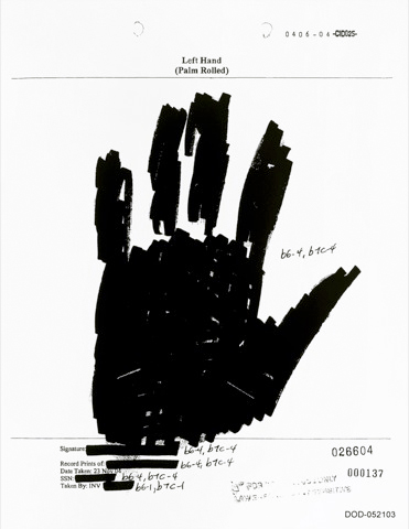 Jenny Holzer (American, b. 1950)
'Left Hand (Palm Rolled)' 2007