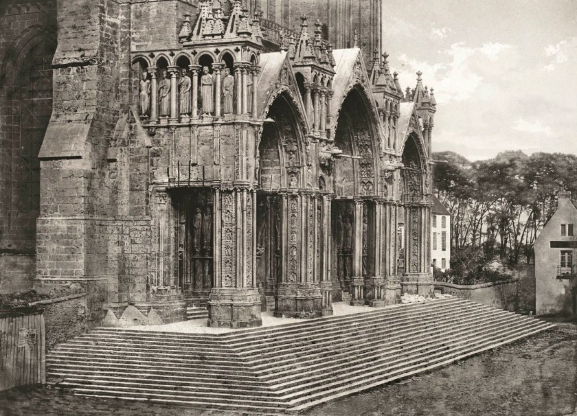 Charles Nègre (French, 1820-1880)
'Cathédrale de Chartres - Portique du Midi XIIe Siècle (Chartres Cathedral, South Portal, 12th Century)' c. 1854, printed c. 1857