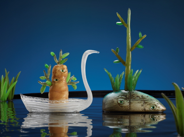 Tom Moore (Australian) 'Birdboat with passenger with a vengeance' (left) and 'Robot Island' (right) 2010 and 2009 from the exhibition 'Pondlurking' by Tom Moore at Helen Gory Galerie, Prahran, Melbourne, March - April, 2010 Tom Moore (Australian) 'Birdboat with passenger with a vengeance' (left) and 'Robot Island' (right) 2010 and 2009 from the exhibition 'Pondlurking' by Tom Moore at Helen Gory Galerie, Prahran, Melbourne, March - April, 2010