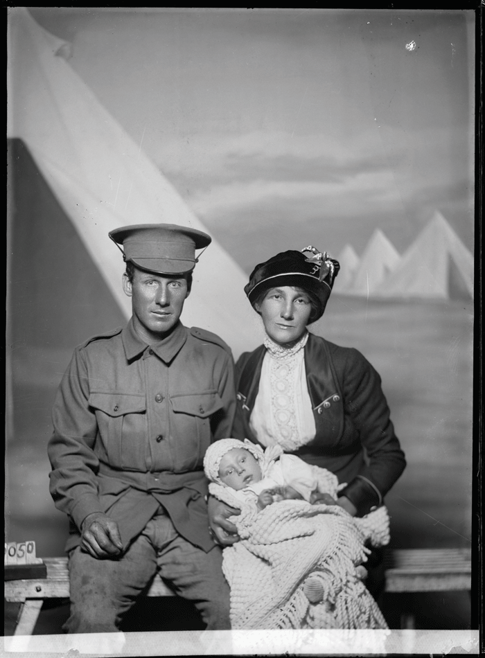 Algemon Darge (Australian, 1878-1941) 'Private George Beamish Swanton with his wife Nellie and their young baby Joan' 1915