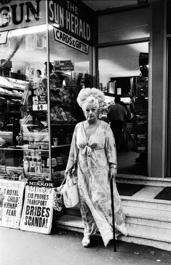Rennie Ellis (Australia, 1940-2003) 'Auntie Mame, Kings Cross, Sydney' 1970-1971 from the exhibition 'Candid Camera: Australian Photography 1950s-1970s' at the Art Gallery of South Australia, Adelaide, May - August, 2010