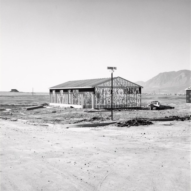 Robert Adams (American, b. 1937) 'Frame for a Tract House, Colorado Springs, Colorado' 1969 from the exhibition 'Robert Adams:  The Place We Live, A Retrospective Selection of Photographs' at the Vancouver Art Gallery