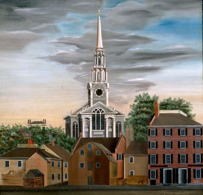 Unknown artist. 'View of Providence, Rhode Island' 1820 from the exhibition 'Hauntology' at Berkeley Museum of Art, University of California, Berkeley, July - December 2010 Unknown artist. 'View of Providence, Rhode Island' 1820 from the exhibition 'Hauntology' at Berkeley Museum of Art, University of California, Berkeley, July - December 2010