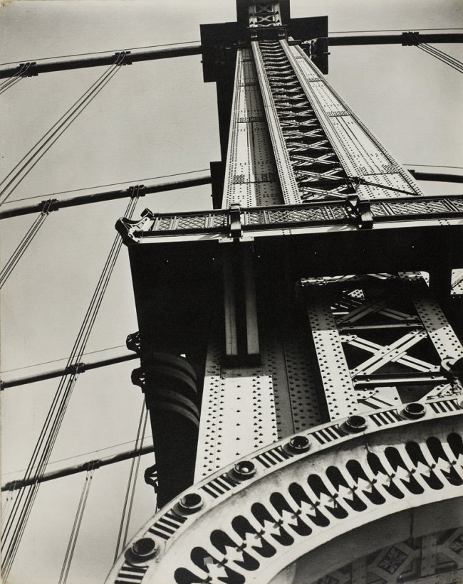 Berenice Abbott (American, 1898-1991) 'Manhattan Bridge Looking Up' 1936 from the exhibition 'American Modern: Abbott, Evans, Bourke-White' at the Amon Carter Museum of American Art, Fort Worth, Texas