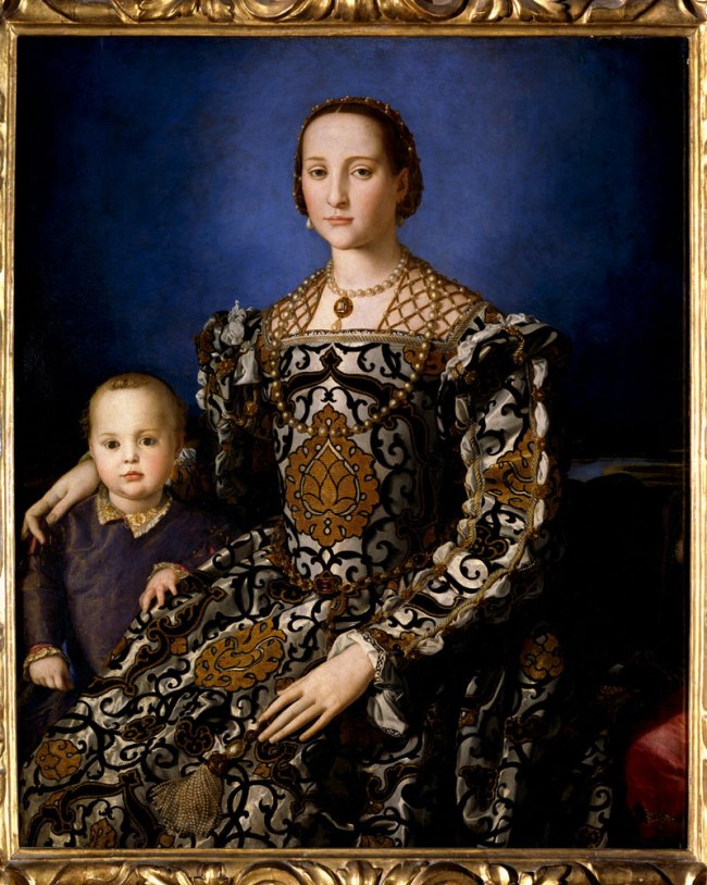 Bronzino. 'Portrait of Eleonora of Toledo with her son Giovanni' c. 1545 from the exhibition 'Bronzino. Artist and Poet at the Court of the Medici' at the Palazzo Strozzi