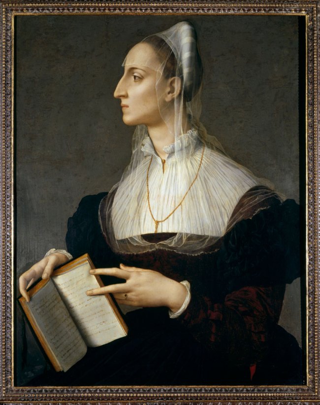 Bronzino. 'Portrait of Laura Battiferri' c. 1555-1560 from the exhibition 'Bronzino. Artist and Poet at the Court of the Medici' at the Palazzo Strozzi