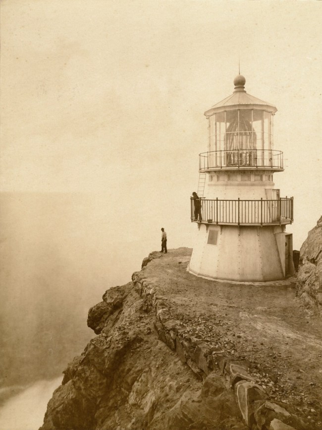 Eadweard Muybridge (English-American, 1830-1904) 'First-Order Lighthouse at Punta de los Reyes, Seacoast of California, 296 Feet Above Sea (4136)' 1871