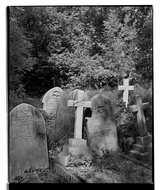 Marcus Bunyan (Australian, b. 1958) 'Three crosses four graves, Highgate Cemetery' 1993