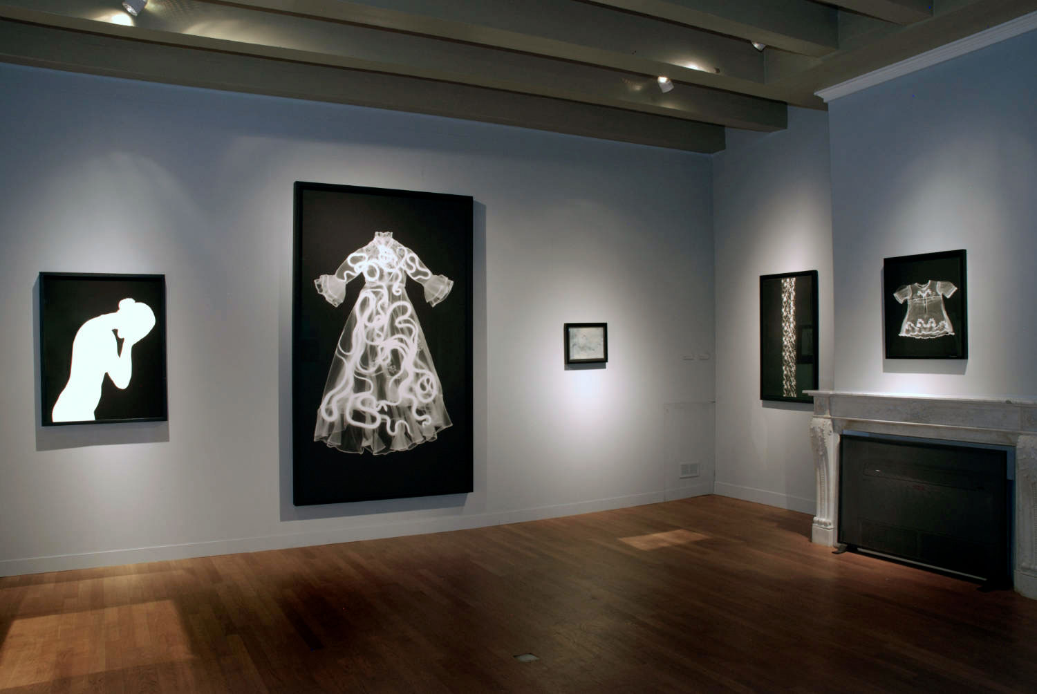 Installation view of the exhibition 'Adam Fuss A Survey of his Work: 1986/2010' at Huis Marseille Museum for Photography, Amsterdam showing at left, 'Untitled' (1999) from the series 'My Ghost'; at second left, 'Medusa' (2010); and at right, 'Untitled' (1999) from the series 'My Ghost' Installation view of the exhibition 'Adam Fuss A Survey of his Work: 1986/2010' at Huis Marseille Museum for Photography, Amsterdam showing at left, 'Untitled' (1999) from the series 'My Ghost'; at second left, 'Medusa' (2010); and at right, 'Untitled' (1999) from the series 'My Ghost'