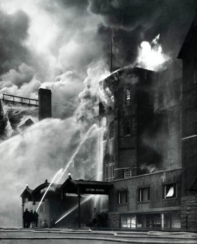 Virna Haffer (American, 1899-1974) 'Old Tacoma Hotel Fire' c. 1935 Virna Haffer (American, 1899-1974) 'Old Tacoma Hotel Fire' c. 1935