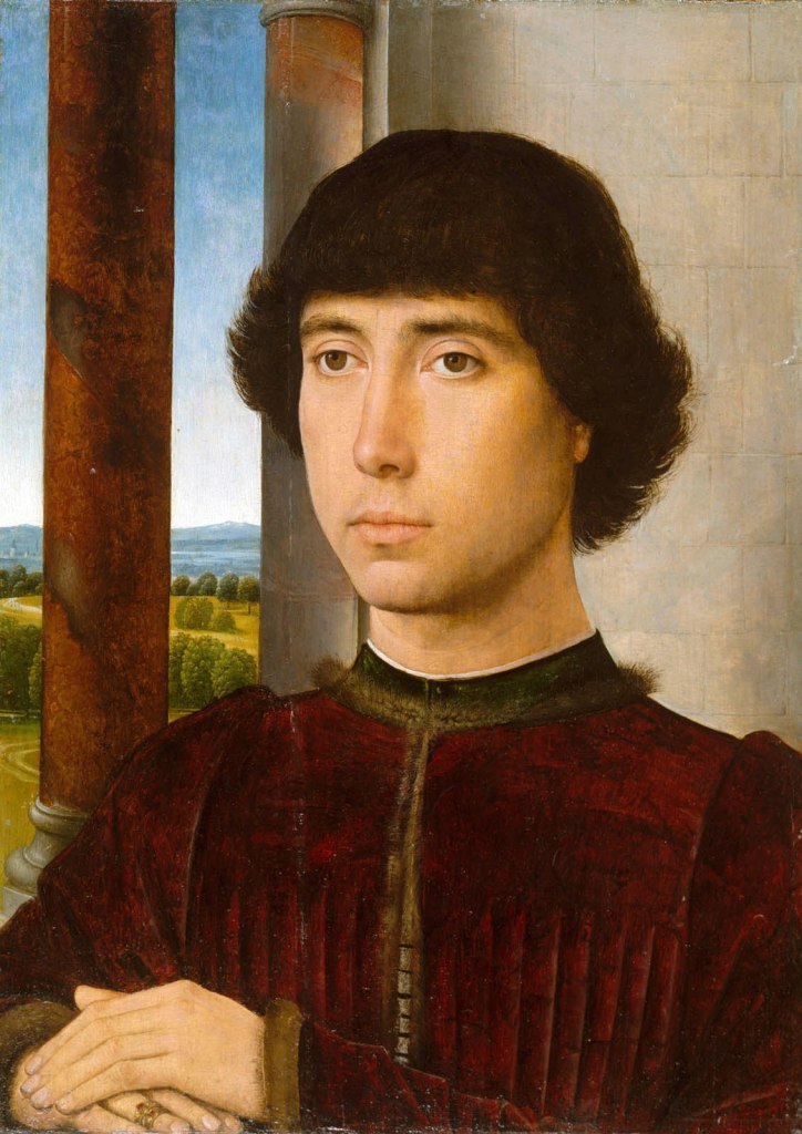 Hans Memling (Italian, c. 1433-1494) 'Portrait of a Man at a Loggia' c. 1480