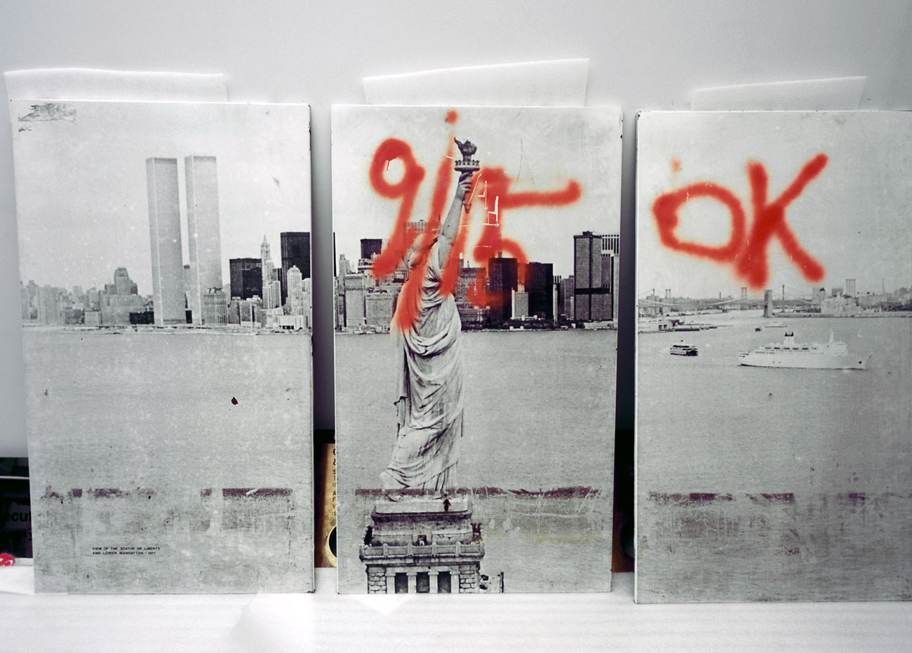 Francesc Torres (Spanish, b. 1948) 'These three panels, offering a view of the Statue of Liberty from 1977, were salvaged from the Cortlandt Street subway station under the World Trade Center' 2009 Francesc Torres (Spanish, b. 1948) 'These three panels, offering a view of the Statue of Liberty from 1977, were salvaged from the Cortlandt Street subway station under the World Trade Center' 2009