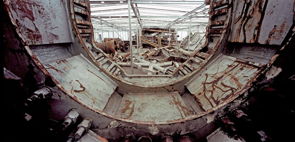 Francesc Torres (Spanish, b. 1948) 'View through a portion of the broadcast antenna that fell from the top of the north tower. A number of fragments of the 360-foot antenna were kept at Hangar 17' 2009 Francesc Torres (Spanish, b. 1948) 'View through a portion of the broadcast antenna that fell from the top of the north tower. A number of fragments of the 360-foot antenna were kept at Hangar 17' 2009