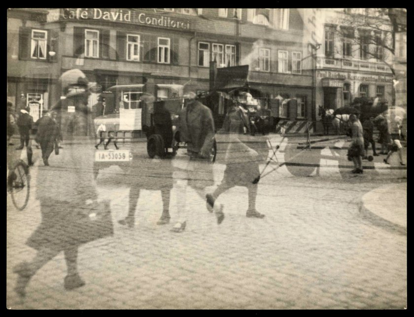 Lyonel Feininger (American, 1871-1956) 'Untitled [Street Scene, Double Exposure, Halle]' 1929-1930