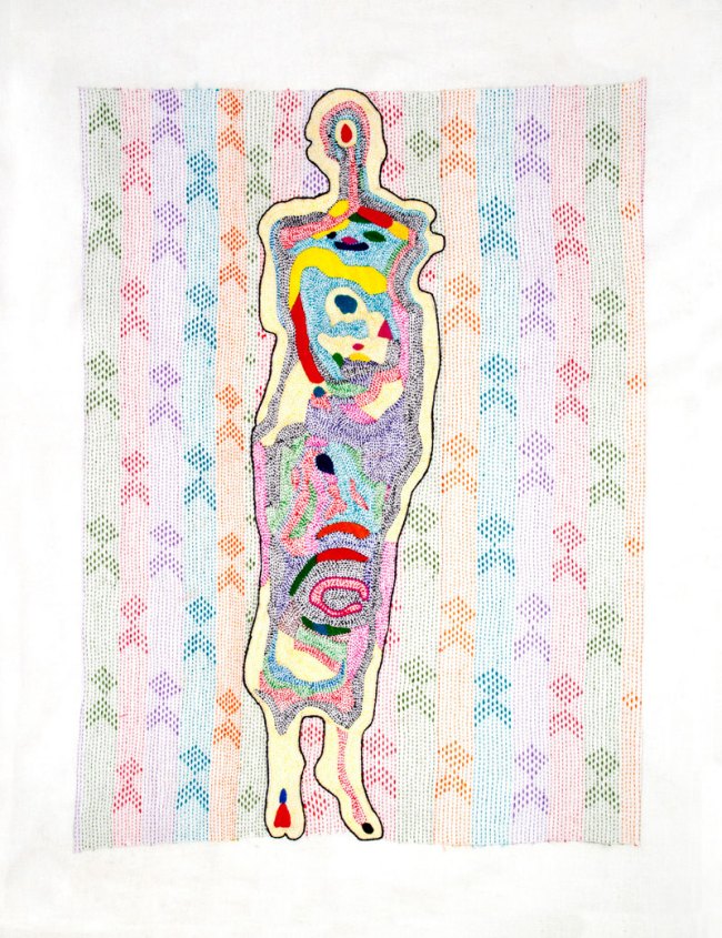 Nicola Loder (Australian, b. 1964) 'Tourist #5: Disappearing Project 1-41 (no 8)' 2012 Polyester thread, muslin 86 x 69cm