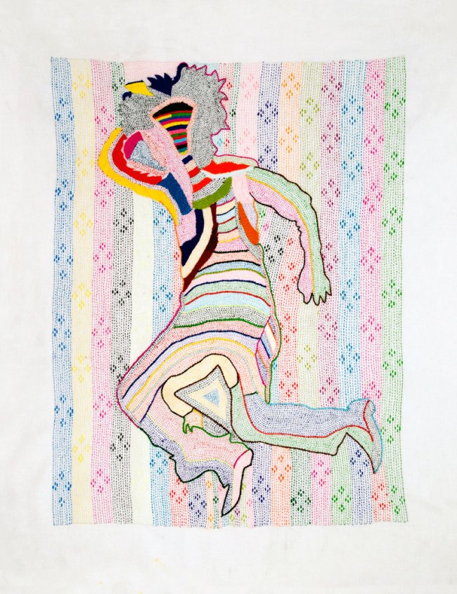 Nicola Loder (Australian, b. 1964) 'Tourist #5: Disappearing Project 1-41 (no 11)' 2012 Polyester thread, muslin 86 x 69cm