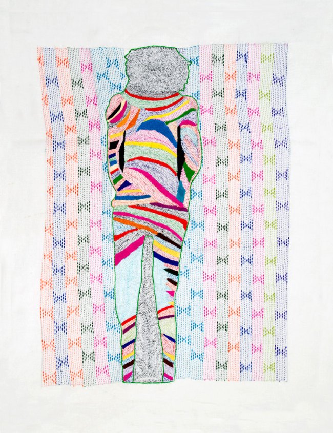 Nicola Loder (Australian, b. 1964) 'Tourist #5: Disappearing Project 1-41 (no 16)' 2012 Polyester thread, muslin 86 x 69cm