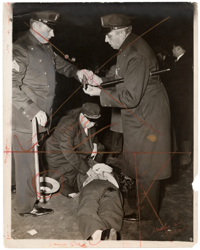 Weegee (Arthur Fellig) (American, 1899-1968) 'Hold up man killed' November 24, 1941