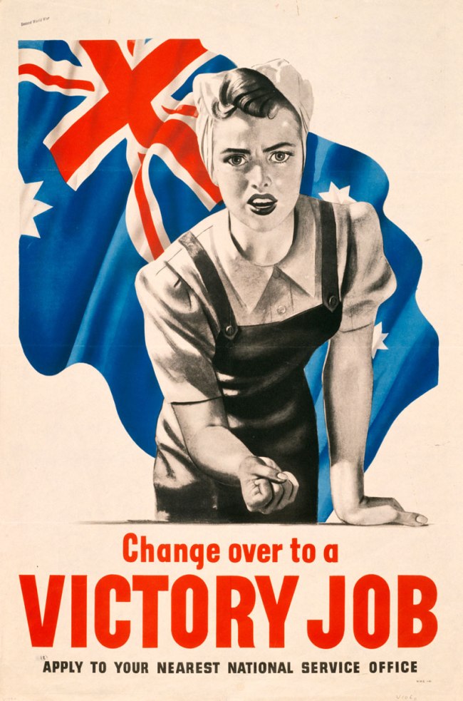 Anonymous designer and photographer. 'Change Over to a Victory Job propaganda poster' Nd