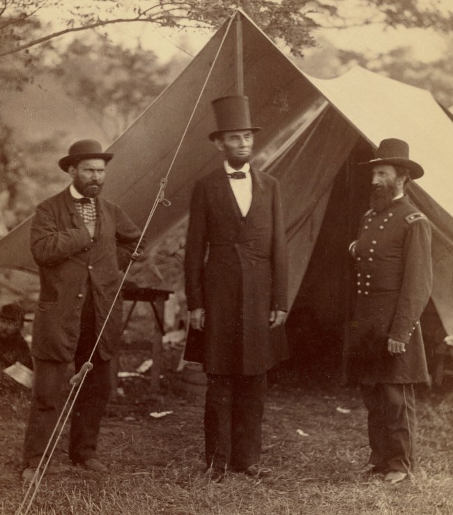 Alexander Gardner (American born Scotland, 1821-1882) 'President Lincoln, United States Headquarters, Army of the Potomac, near Antietam, October 4, 1862' (detail) Alexander Gardner (American born Scotland, 1821-1882) 'President Lincoln, United States Headquarters, Army of the Potomac, near Antietam, October 4, 1862' (detail)