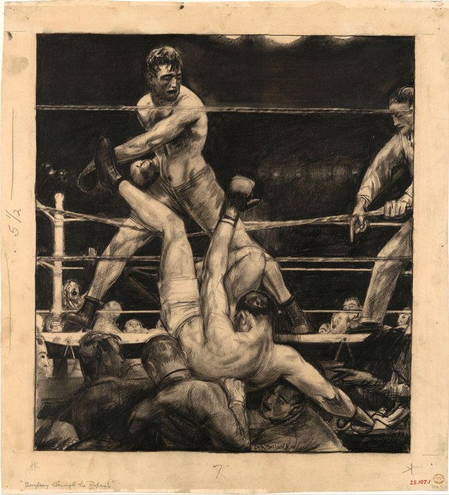 George Bellows (American, 1882-1925) 'Dempsey through the Ropes' 1923