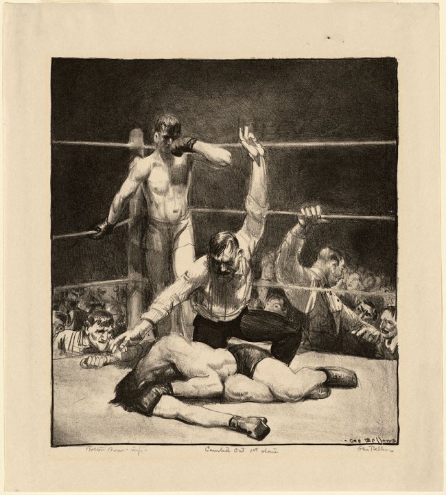 George Bellows (American, 1882-1925) 'Counted Out, No.1' 1921