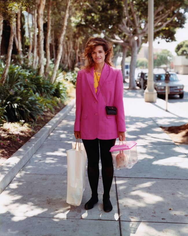 Joel Sternfeld (American, b. 1944) 'A Woman Out Shopping with Her Pet Rabbit, Santa Monica, California, August 1988' 1988