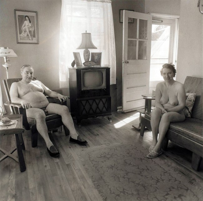 Diane Arbus (American, 1923-1971) 'Retired man and his wife at home in a nudist camp one morning, N.J.' 1963